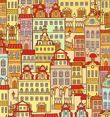 Рулонные шторы с рисунком города Divino DelDecor Сантайм Уни Макси LRB-0034